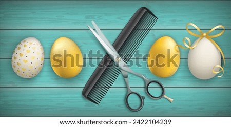 Noble Golden Easter Eggs Wood Scissors Comb