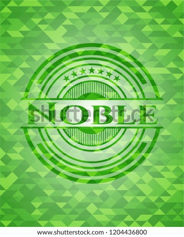 Noble green emblem. Mosaic background