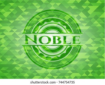 Noble green emblem with triangle mosaic background