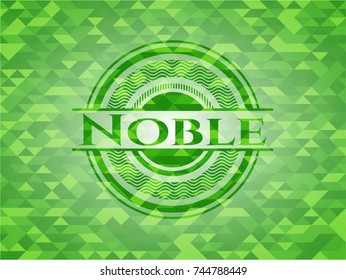 Noble green emblem with triangle mosaic background