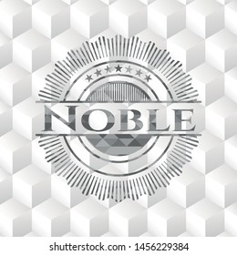 Noble grey badge with geometric cube white background
