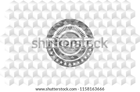 Noble grey emblem. Retro with geometric cube white background