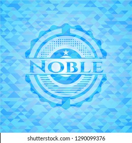 Noble light blue emblem. Mosaic background