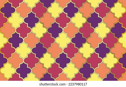 Noble Moroccan Seamless Pattern. Moroccan Seamless Pattern. 1001 Night Arabesque. Mosque Window Pattern. Iranian Mubarak Mosaic. Ramadan Kareem Elegant Design. Traditional Muslim Lantern Ornament.