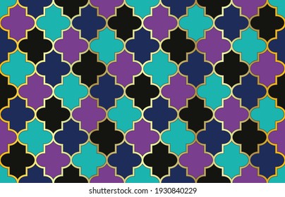 Noble Moroccan Seamless Pattern. Ramadan Kareem Elegant Design. Eastern Mubarak Mosaic. Traditional Islamic Lantern Ornament. 1001 Night Arabesque. Mosque Window Pattern. Moroccan Seamless Pattern.