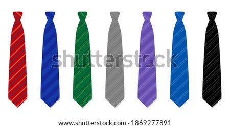 Noble neckties set - seven striped ties - red, navy, green, gray, purple, blue and black - for every day of the week. Isolated vector illustration on white background.

