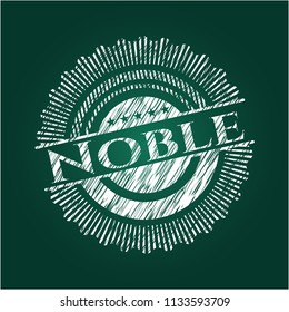 Noble on chalkboard