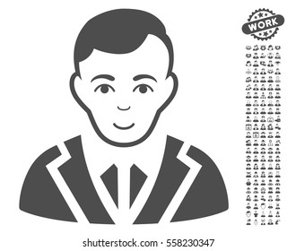 Noble pictograph with bonus men design elements. Vector illustration style is flat iconic gray symbols on white background.