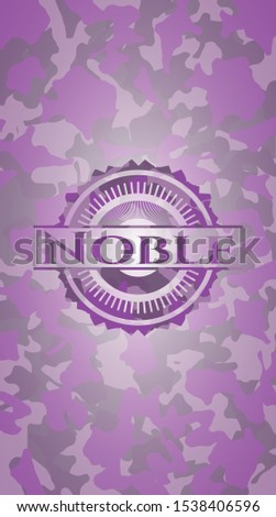 Noble pink camo emblem. Vector Illustration. Detailed.