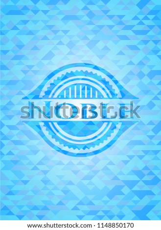 Noble sky blue emblem with mosaic ecological style background