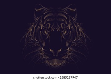 noble tiger, tiger, face, vector, tattoo, modern art design, Tiger symbol, t-shirt design.