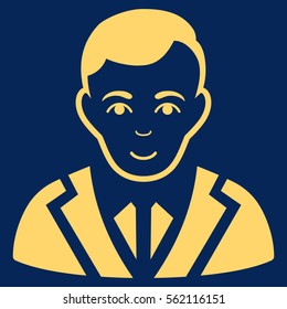 Noble vector icon. Flat yellow symbol. Pictogram is isolated on a blue background. Designed for web and software interfaces.