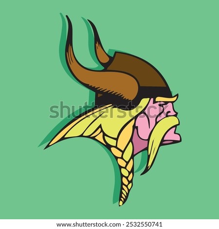 noble viking warrior with long blond hair and mustache
