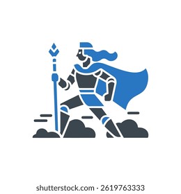 Icono De Pie De Guerrero Noble Aislado Sobre Fondo Blanco