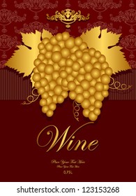 noble wine label with gold grape
