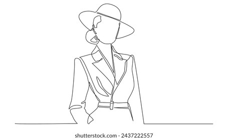 noble women dressed in fashionable clothes drawn in one continuous line. single line of women's luxury clothing