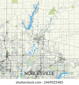 Noblesville, Indiana, United States map poster art