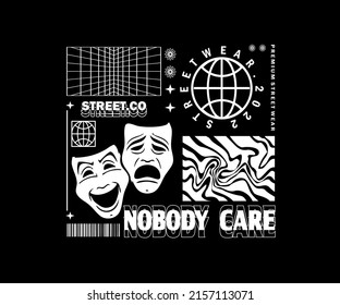 nobody care slogan typography print design vector illustration for street wear and urban style t-shirt design, hoodies, etc