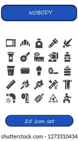  nobody icon set. 25 filled nobody icons. Simple modern icons about  - Microwave, Croissant, Water, Flashlight, Martial arts, Pizza cutter, Measuring tape, Wine bottle, Sand, Torch