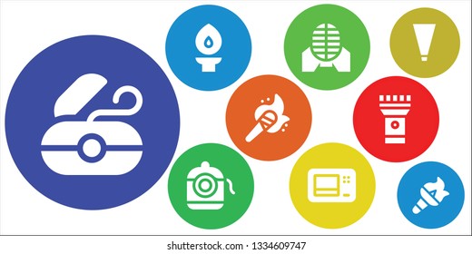 nobody icon set. 9 filled nobody icons.  Simple modern icons about  - Dental floss, Torch, Martial arts, Microwave, Piping bag