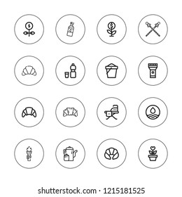 Nobody icon set. collection of 16 outline nobody icons with croissant, growth, ironing board, sand, sceptre, water icons.