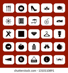 nobody icon set with dining table restaurant, beer glass and football shoe vector illustration
