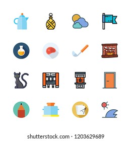 nobody icon set. vector set about flask, pencil, toaster and door icons set.