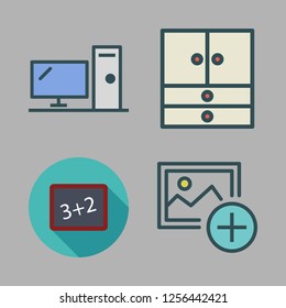nobody icon set. vector set about picture, desktop, closet and blackboard icons set.