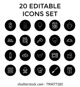 Nobody icons. set of 20 editable outline nobody icons such as washing machine, baby food, toilet brush, dirty laundry, tablet. best quality nobody elements in trendy style.