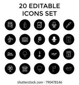 Nobody icons. set of 20 editable outline nobody icons such as office chair, baby food, woman in hammock, washing machine. best quality nobody elements in trendy style.