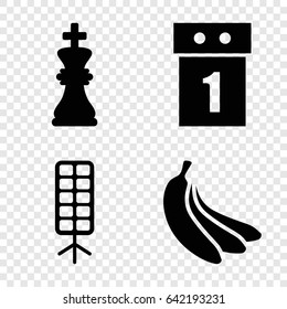 Nobody icons set. set of 4 nobody filled icons such as soft box, chess king, banana