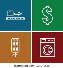 Nobody icons set. set of 4 nobody outline icons such as washing machine, dollar, luggage scan