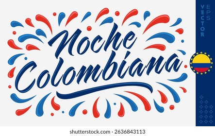 Noche Colombiana, Colombian night spanish text, Colorful Festive Design, Colombians Cultural Celebration Theme banner vector