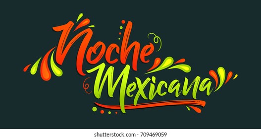 Noche mexicana, Mexican night spanish text, banner vector celebration