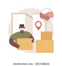 No-contact pick up and delivery abstract concept vector illustration. virus safe delivery, protected transport service, COVID-19 business tranformation, online grocery order abstract metaphor.