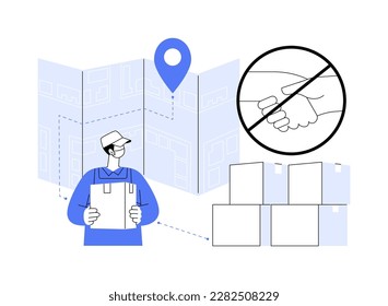 No-contact pick up and delivery abstract concept vector illustration. virus safe delivery, protected transport service, COVID-19 business tranformation, online grocery order abstract metaphor.