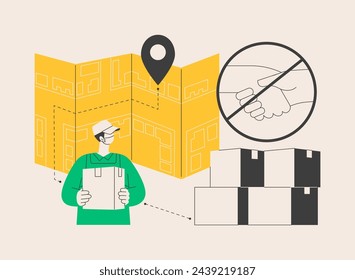 No-contact pick up and delivery abstract concept vector illustration. virus safe delivery, protected transport service, COVID-19 business tranformation, online grocery order abstract metaphor.