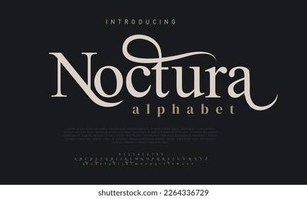 Noctura luxury elegant typography. Urban typeface for music, fashion, logo branding, vector