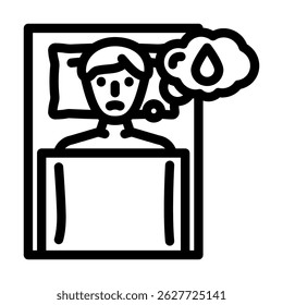 Nocturia Urologie Linie Symbol Vektor. Nocturia urology Zeichen. isoliertes Kontursymbol, schwarze Illustration
