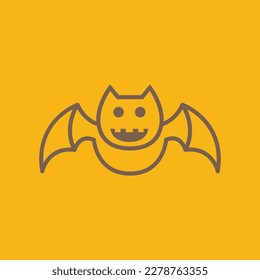 nocturnal animal bat fat fly night mascot cute smile minimal modern logo design design