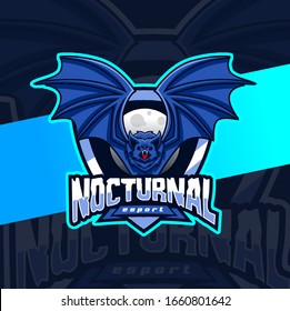 nocturnal bat mascot esport logo design