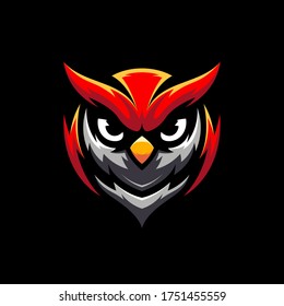 nocturnal owl head mascot illustration