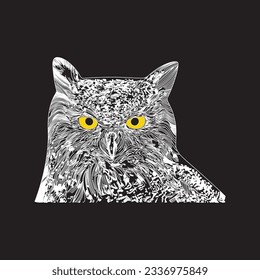 Nocturnal Predator Bird Wild Animals Hand Drawn Vector Illustration