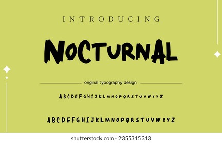 Nocturnal Stylish brush painted an uppercase vector letters, alphabet, typeface.