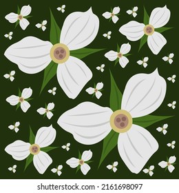 Nodding wakerobin flowers flat vector background. Cute nodding wakerobin flowers background cartoon vector background for graphic design, illustration, and decorative element