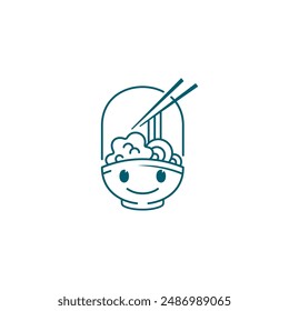 Noddle logo with simple design vector, noodle dishes