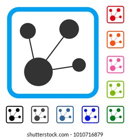 Node Connections icon. Flat grey pictogram symbol in a blue rounded rectangle. Black, gray, green, blue, red, pink color variants of node connections vector. Designed for web and app UI.