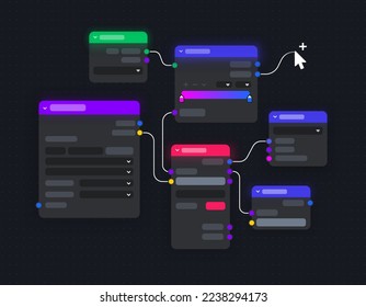 Node group. Nodes in 3d space. Vector illustration
