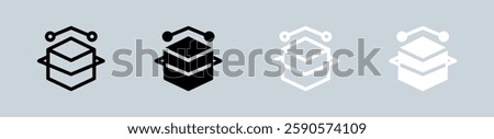 Node icon set in black and white. Technology signs vector illustration.