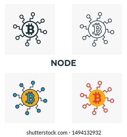 Node icon set. Four elements in diferent styles from crypto currency icons collection. Creative node icons filled, outline, colored and flat symbols.